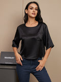 SilkSilky SE Rent Silke Hårärm Båthals Dam T Shirt Svart 001