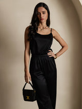 [Svart] SilkSilky-SE Spaghetti Strap Cami Toppar 001