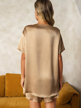 [Champagne] SilkSilky-SE Short Sleeve Round Neck Dam Pyjama 002