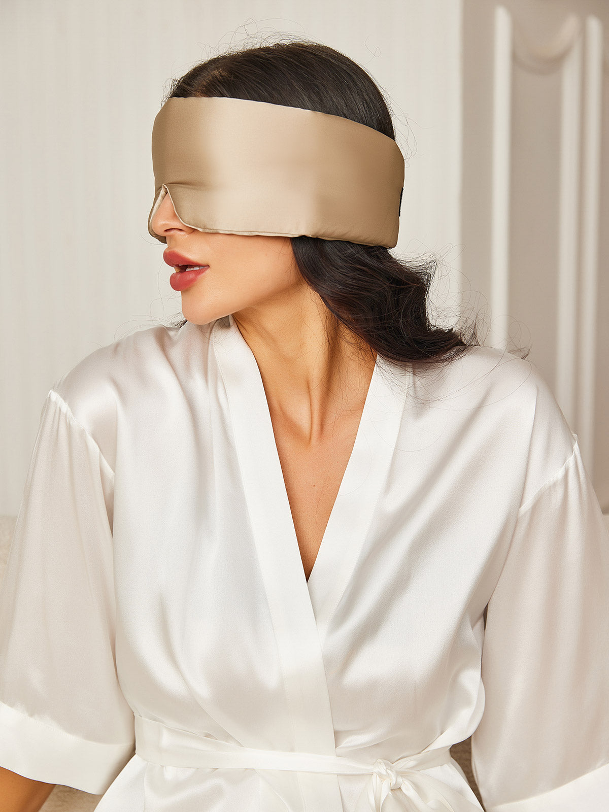 [Beige] SilkSilky-SE 19Momme Rent Silke Eye Mask 002