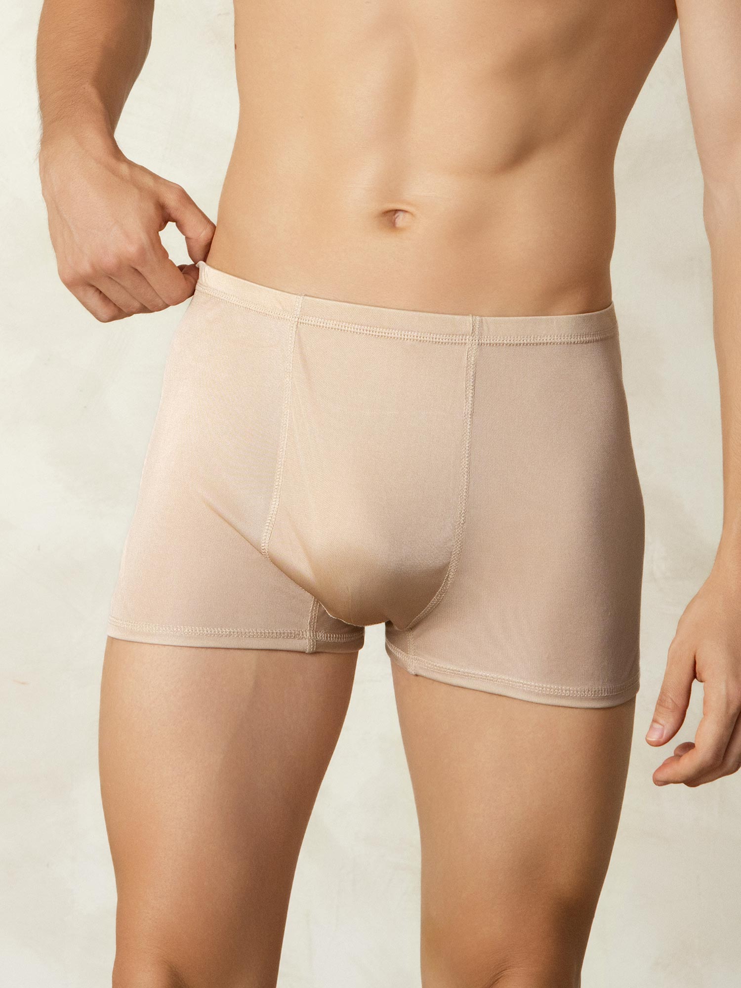 [Beige] SilkSilky-SE Silke Stickad Mens Underwear 003