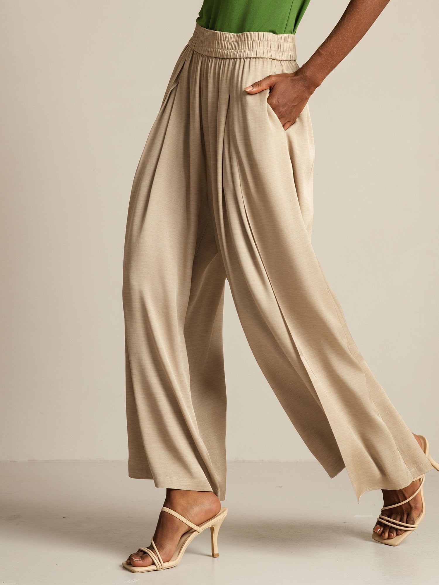 [Tan] SilkSilky-SE 19Momme Silke Womens Pants 008