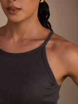 [Grå] SilkSilky-SE Sleeveless Crew Neck Cami Toppar 005