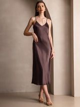 [Kaffe] SilkSilky-SE Spaghetti Strap V Neck Klänning 004
