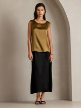 [Brun] SilkSilky-SE Sleeveless Round Neck Cami Toppar 005