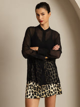 [Svart] SilkSilky-SE Rent Silke Womens Shirt 006