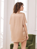 SilkSilky SE Rent Silke Kort Ärm Round Neck Dam Pyjama Champagne 002