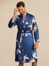 [Mörkblå] SilkSilky-SE 19Momme Mens Robe 002