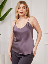 [Lila Grå] SilkSilky-SE Spaghetti Rem V Ringning Plus Storlek Cami Toppar 004
