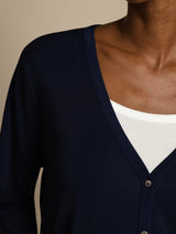 [Mörkblå] SilkSilky-SE Long Sleeve Dam Cardigan 007