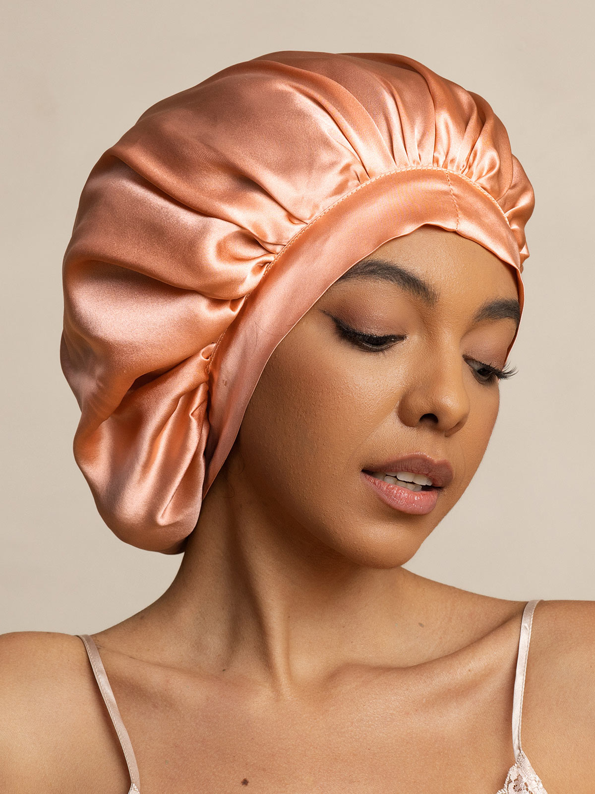 [Korallrosa] SilkSilky-SE Rent Silke Sleep Cap 001