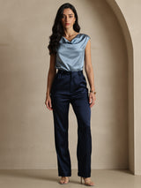 [Mörkblå] SilkSilky-SE 19Momme Silke Womens Pants 005