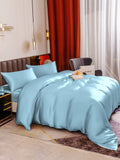 SilkSilky SE 19Momme Rent Silke Bedding Set Ljusblå 005