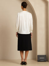 [Vit] SilkSilky-SE 19Momme Long Sleeve Round Neck Blus 002