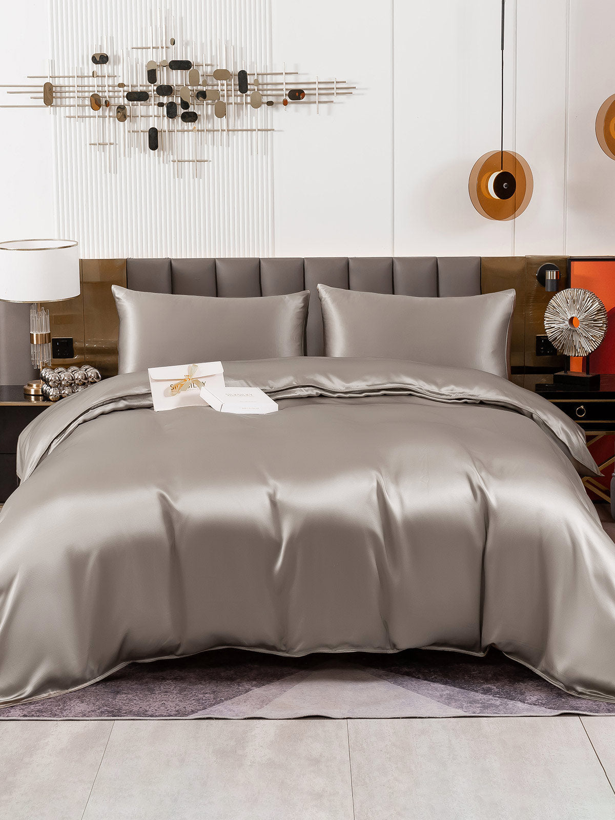 SilkSilky SE 19Momme Rent Silke Bedding Set Grå 001