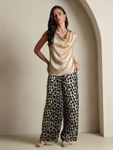 [Champagne] SilkSilky-SE Cap Sleeve Cowl Neck Dam T-Shirt 007