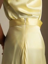 [Ljusgul] SilkSilky-SE 19Momme Spaghetti Rem Cowl Halsringning Women''s Outfit Sets 004