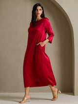 [Vin] SilkSilky-SE 3/4 Sleeve Round Neck Klänning 007