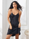 SilkSilky SE Rent Silke 3/4 Ärm Nightgown&Robe Set Svart 004