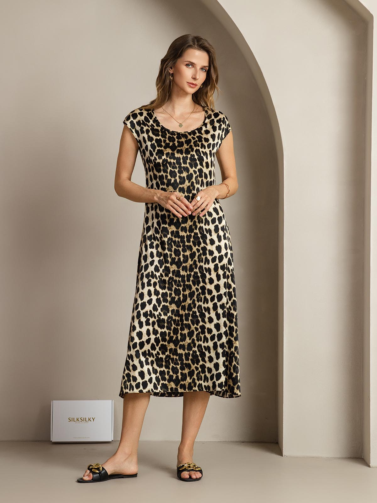 [Leopard] SilkSilky-SE 19Momme Silke Dress 006