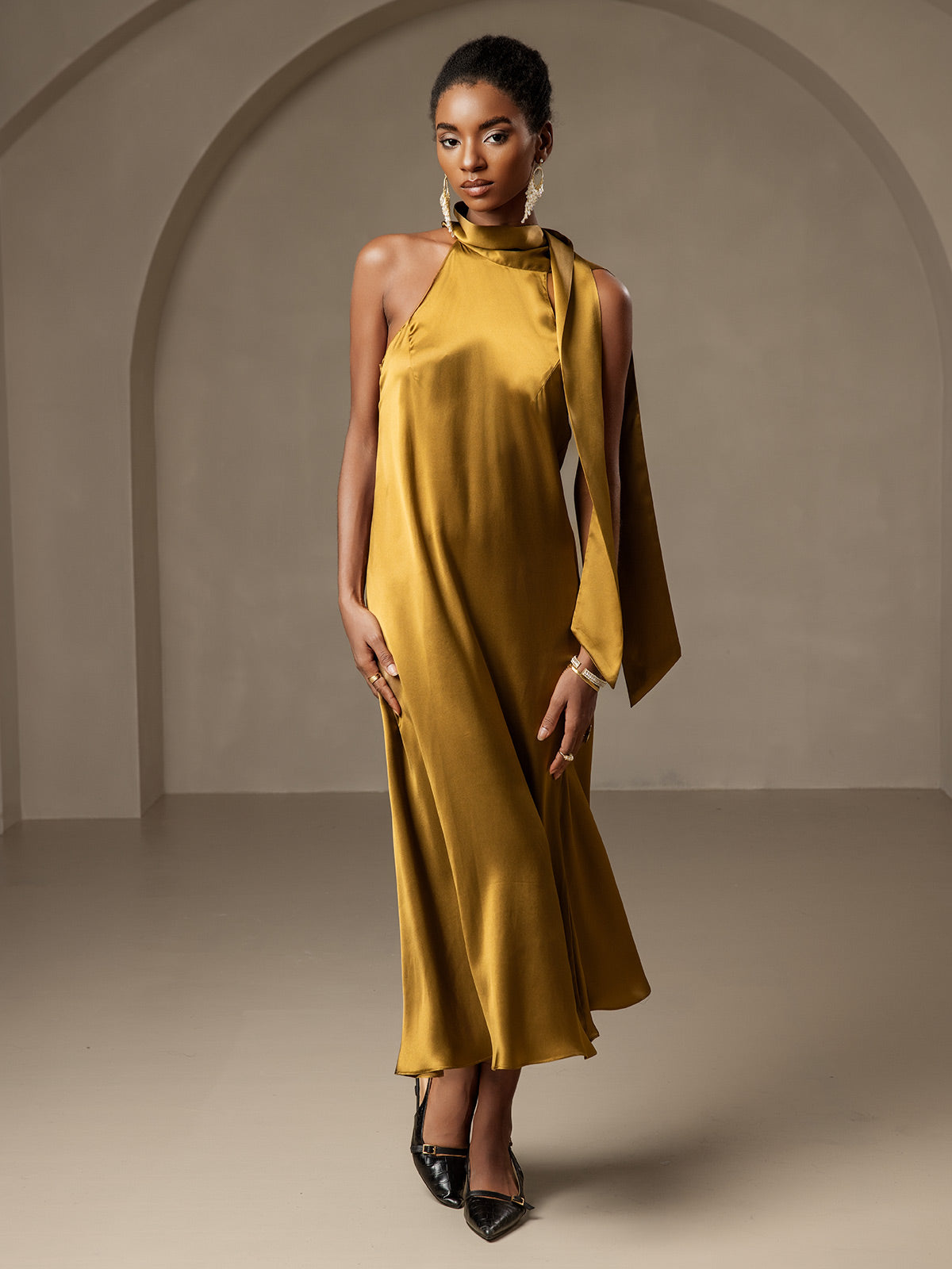 [Brun] SilkSilky-SE 19Momme Silke Dress 006