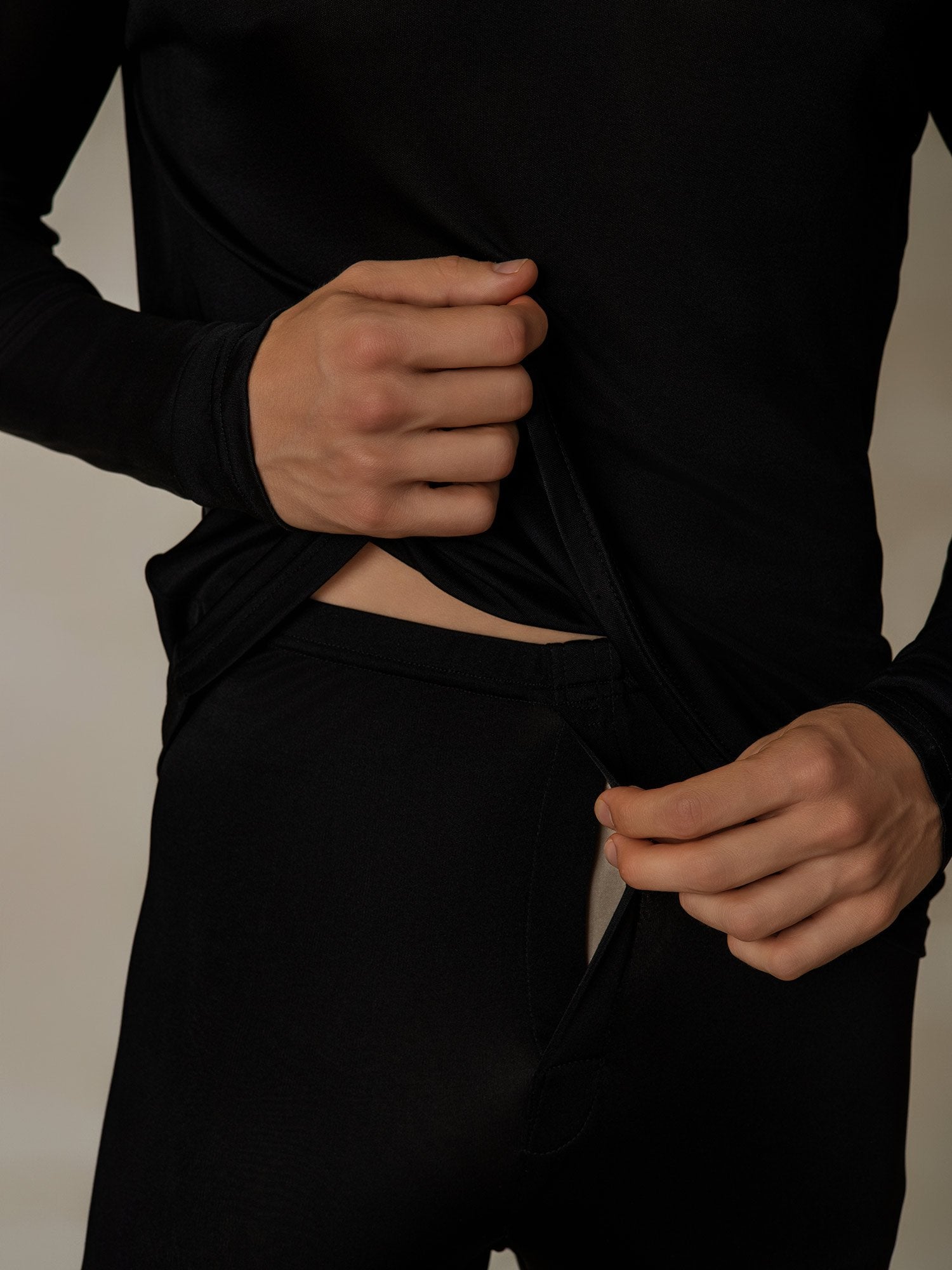 [Svart] SilkSilky-SE Silke Mens Pajamas 005