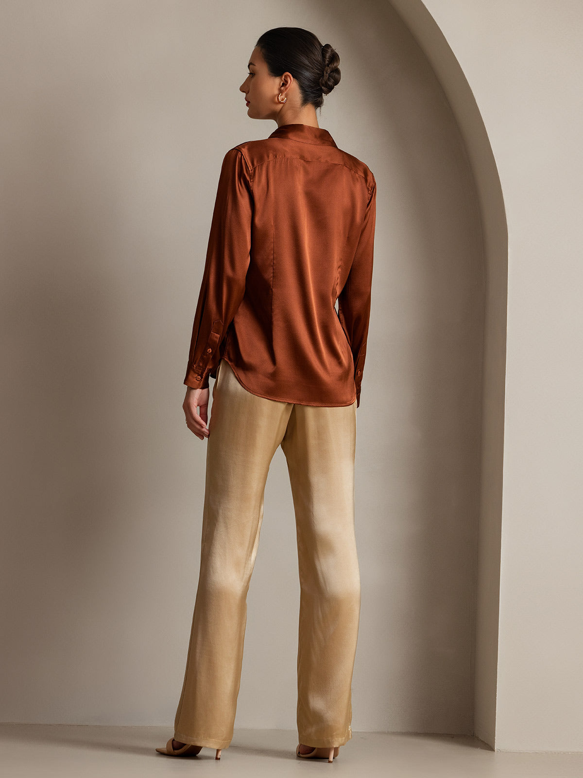 [Champagne] SilkSilky-SE 19Momme Silke Womens Pants 004
