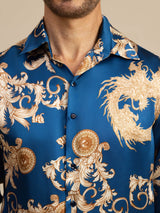 [Navy Drake] SilkSilky-SE Long Sleeve Lapel Collar Herrskjorta 007