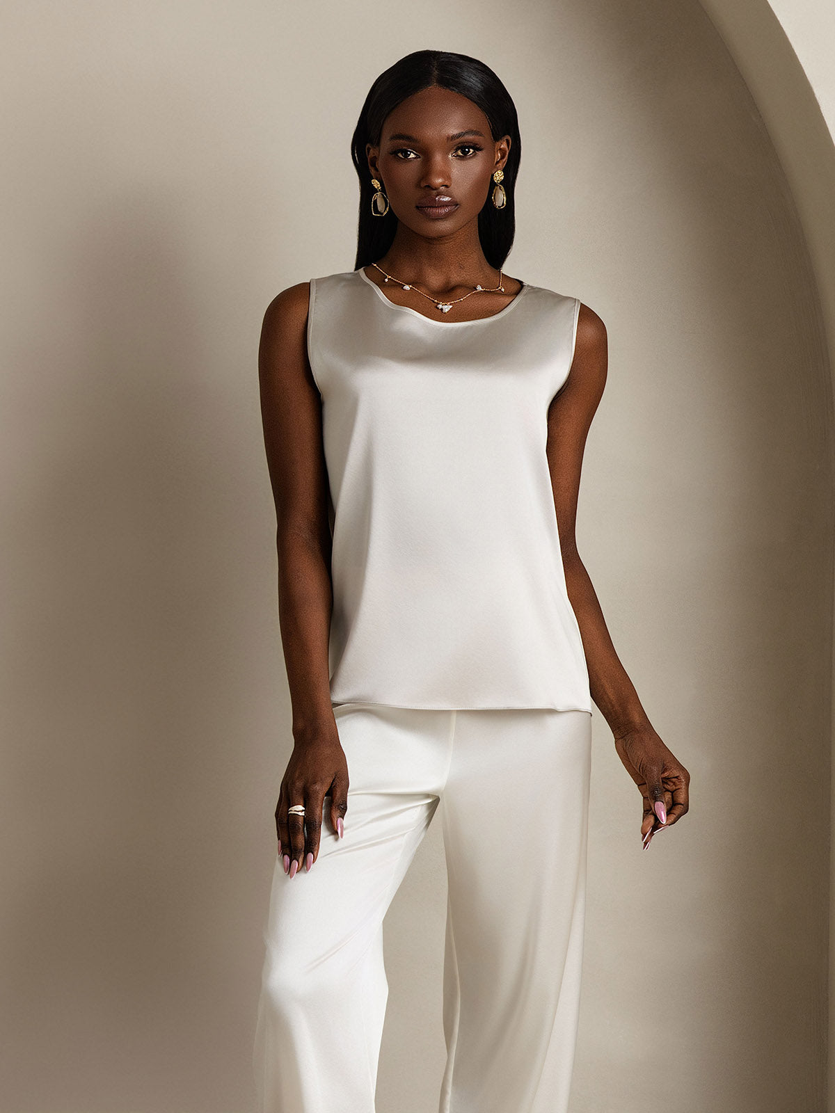 [Ljusgrå] SilkSilky-SE 19Momme Silke Camisoles 005,