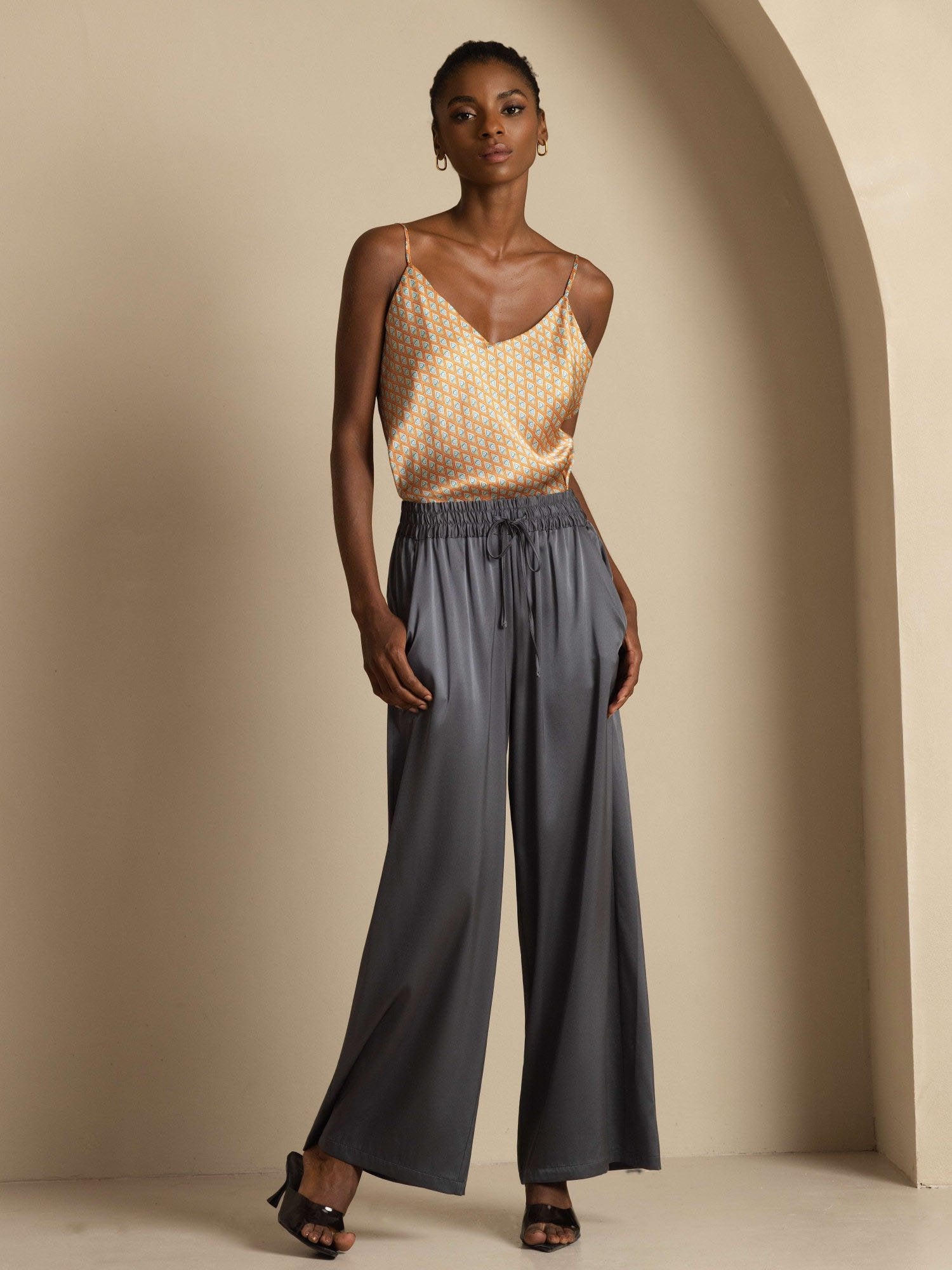 [Mörkgrå] SilkSilky-SE 19Momme Womens Pants 006