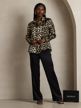 [Leopard] SilkSilky-SE Long Sleeve Lapel Collar Damskjorta 007