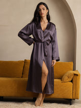 [Lila Grå] SilkSilky-SE Long Sleeve Dam Morgonrock 005