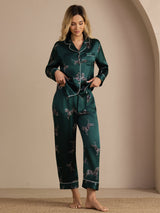 [Smaragd Zebra] SilkSilky-SE Long Sleeve Lapel Collar Dam Pyjama 003