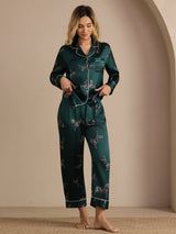 [Smaragd Zebra] SilkSilky-SE Long Sleeve Lapel Collar Dam Pyjama 003