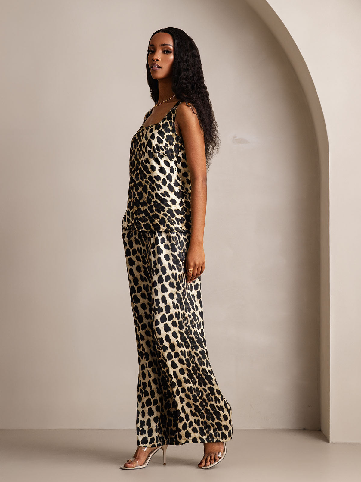 [Leopard] SilkSilky-SE Rent Silke Båthals Camisole Set 005