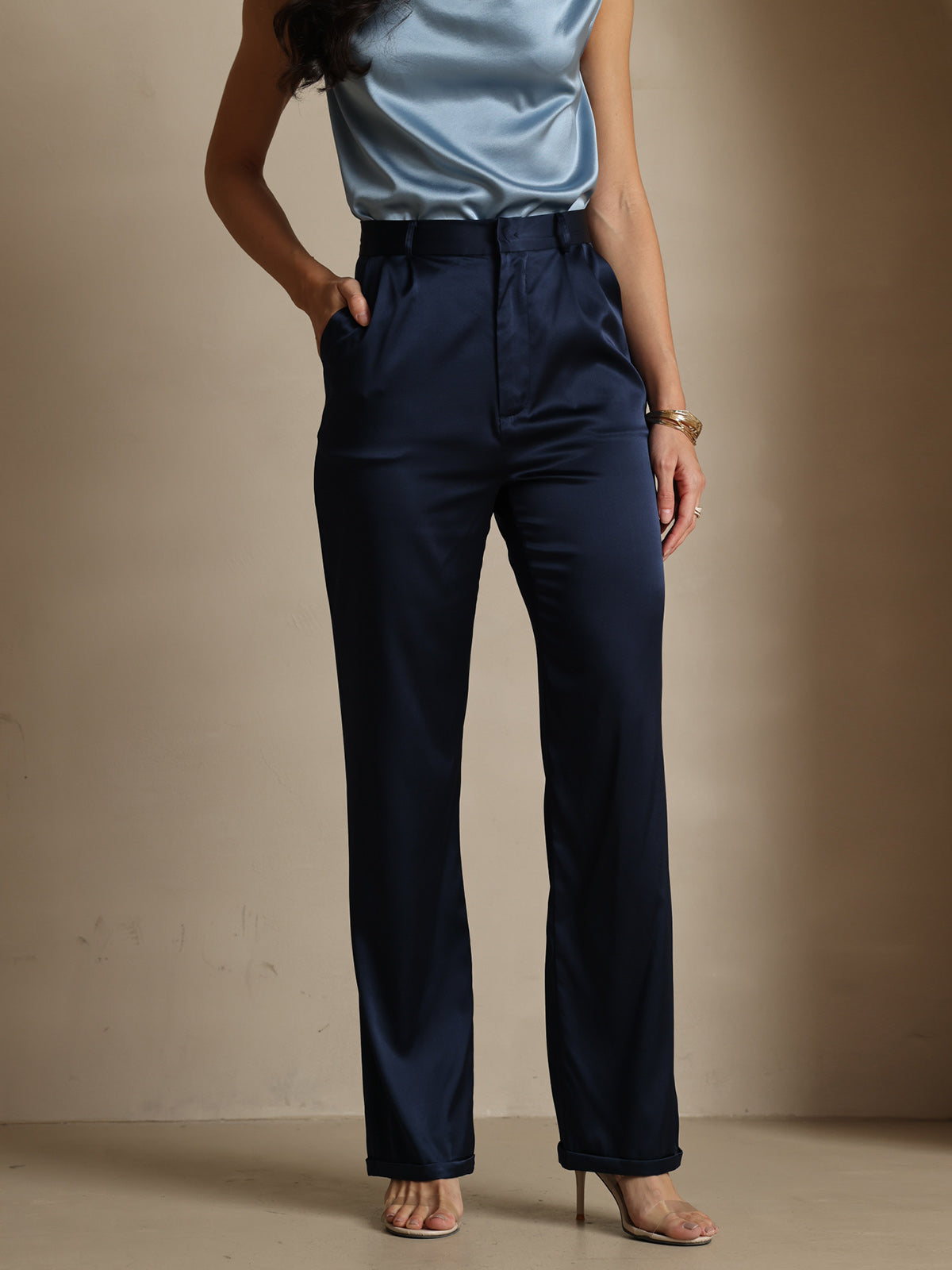 [Mörkblå] SilkSilky-SE 19Momme Silke Womens Pants 001