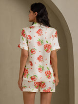 [Vitt Granatäpple] SilkSilky-SE Short Sleeve Notch Collar Dam Pyjama 002