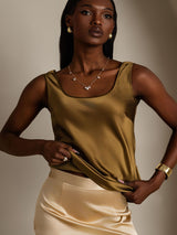 [Brun] SilkSilky-SE Sleeveless Cami Toppar 003