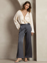 [Mörkgrå] SilkSilky-SE 19Momme Silke Womens Pants 007,