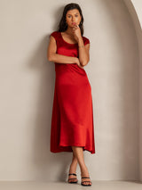 [Vin] SilkSilky-SE Kappärm Scoop Neck Klänning 003
