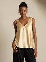 [Champagne] SilkSilky-SE Sleeveless V Neck Cami Toppar 004