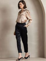 [Champagne] SilkSilky-SE Long Sleeve Lapel Collar Damskjorta 008