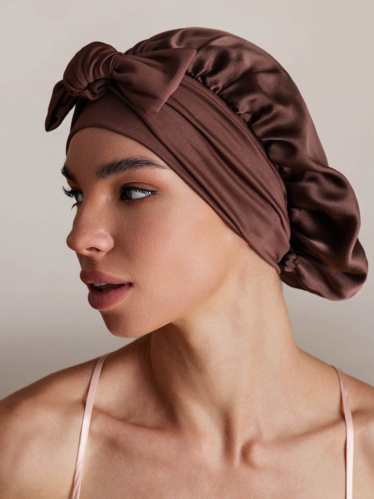 SilkSilky-SE Rent Silke Sleep Cap Kaffe 002