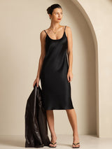 [Svart] SilkSilky-SE Spaghetti Strap Dress 007