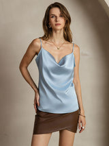 [Gråblå] SilkSilky-SE Spaghetti Strap Cowl Neck Cami Toppar 001
