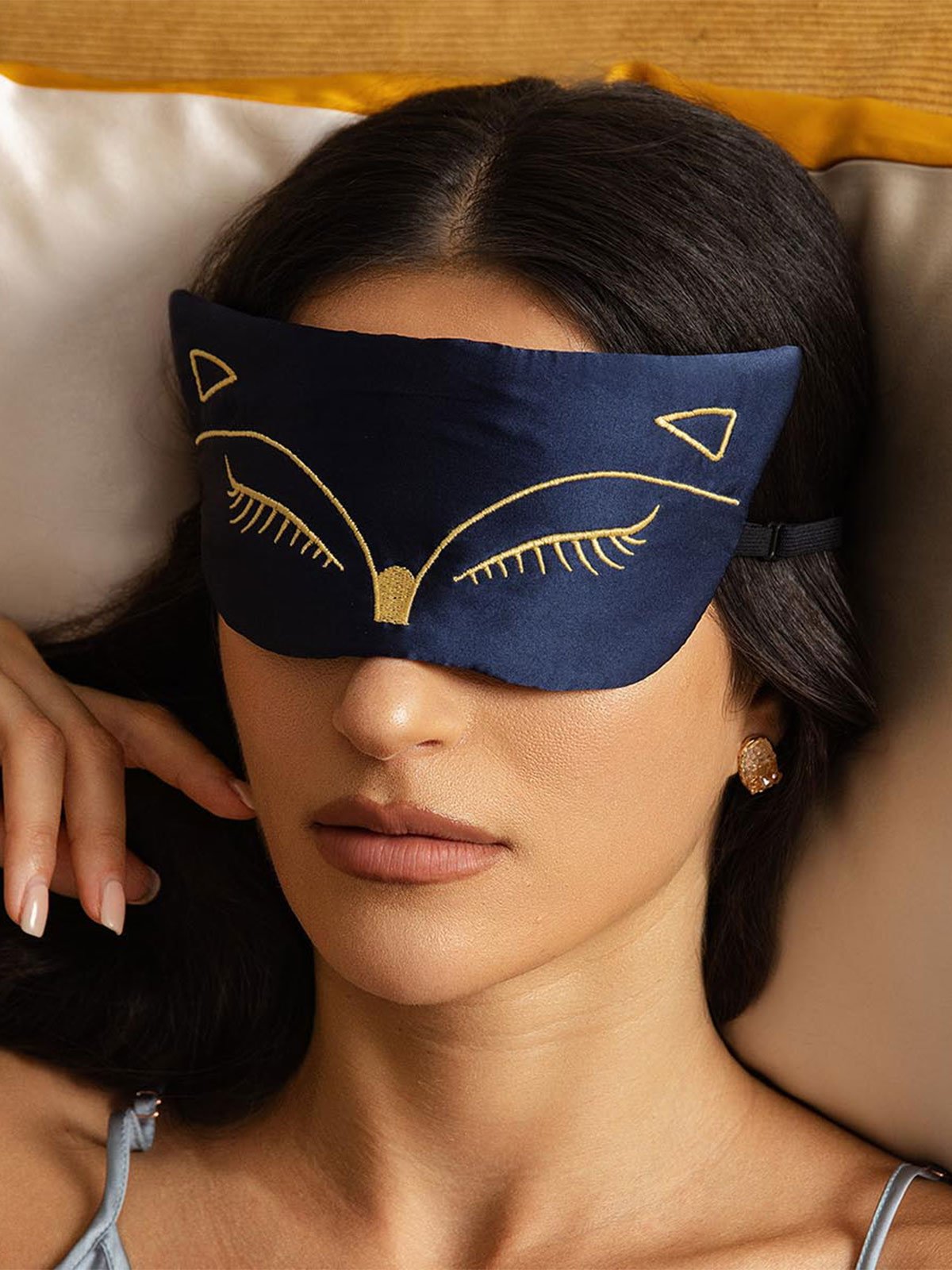 [Mörkblå] SilkSilky-SE Rent Silke Eye Mask 004