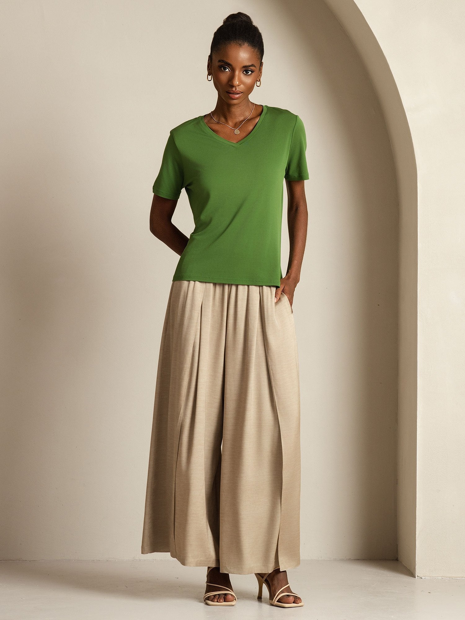 [Grön] SilkSilky-SE Rent Silke Womens T-Shirt 009