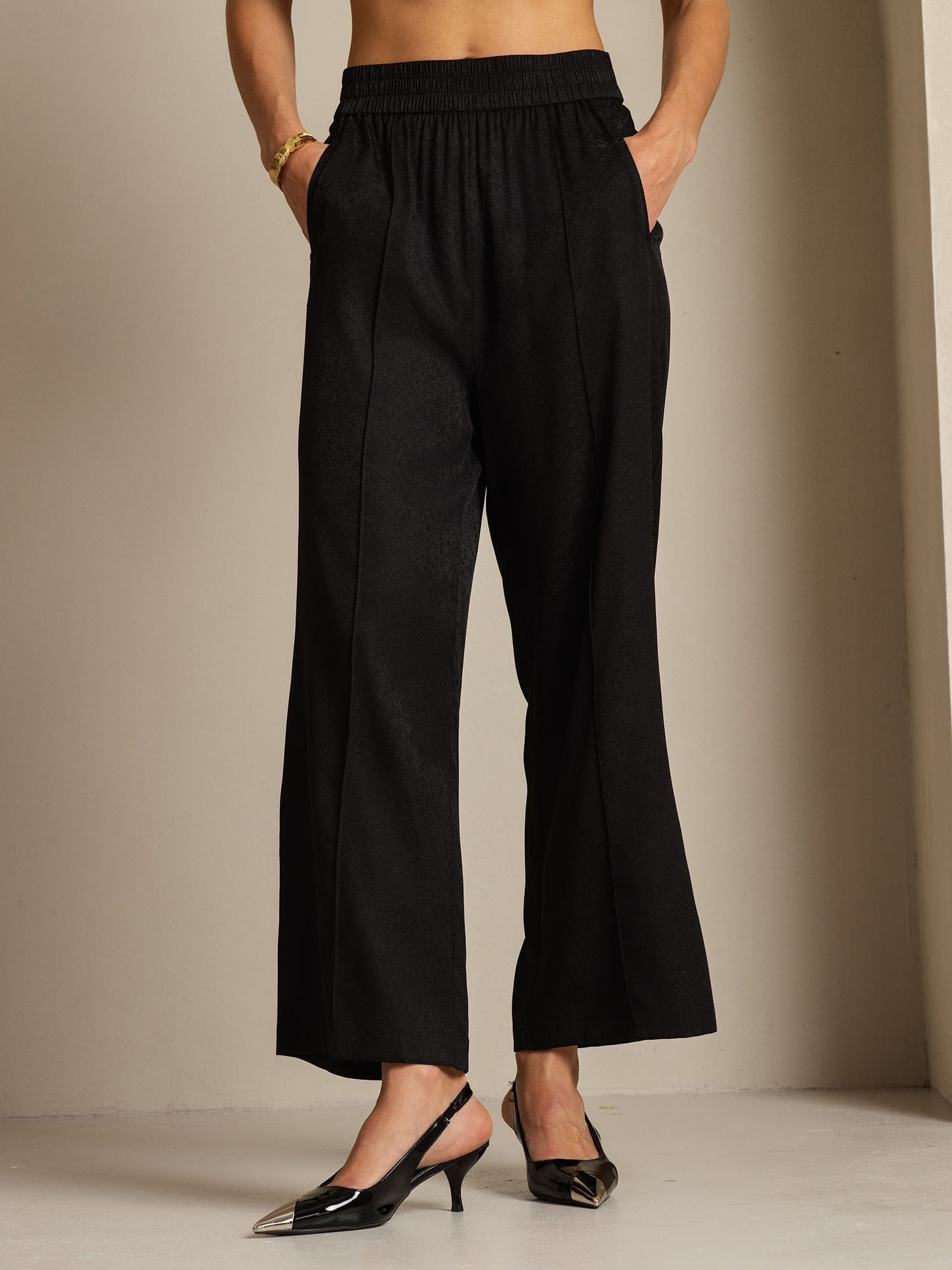 [Svart] SilkSilky-SE 22Momme Silke Womens Pants 006