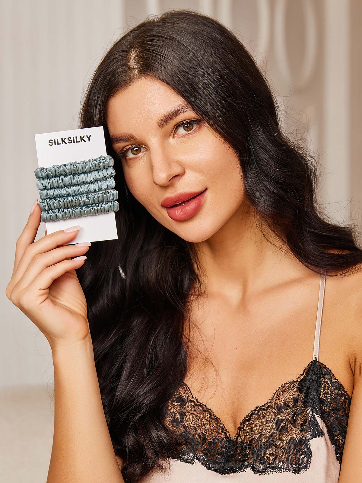 [Stålblå] SilkSilky-SE 19Momme Rent Silke Scrunchie 003