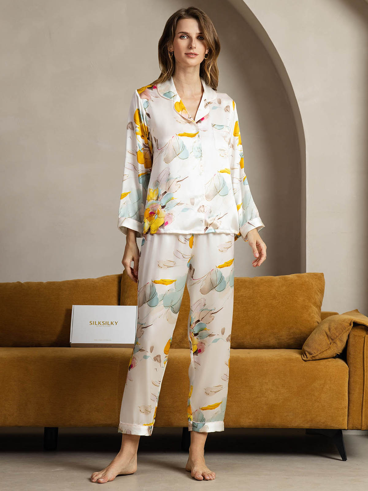 [Orkidé Bläck] SilkSilky-SE Rent Silke Womens Pajamas 001